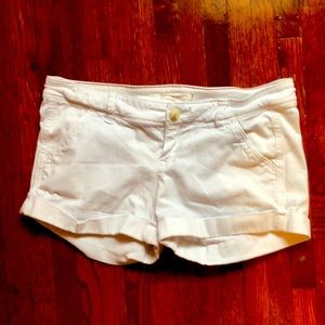 Hollister White Cuffed Shorts